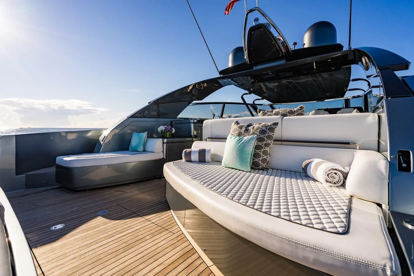 a boat on a deck aboard BABY PEARL Yacht for Sale
