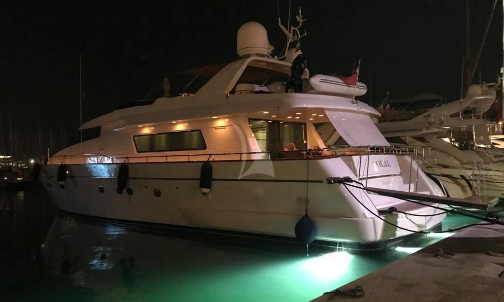 a white yacht in a pool aboard SOLAL Yacht for Sale