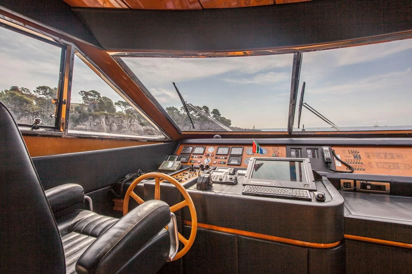inside of a car aboard SOLAL Yacht for Sale