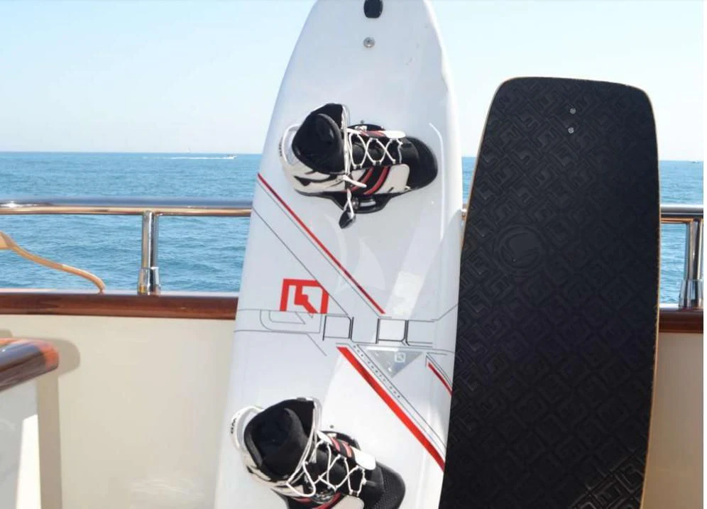 a snowboard on a boat aboard SOLAL Yacht for Sale