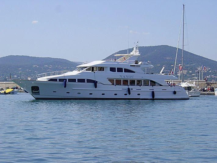 a white yacht in the water aboard CAMARINA ROYALE Yacht for Sale