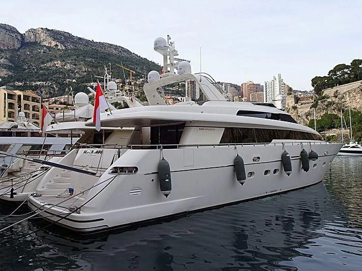 a white yacht in the water aboard ALPHA PAPA Yacht for Sale