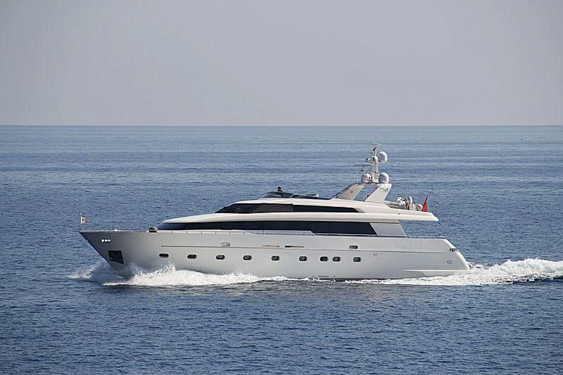 a white yacht in the water aboard ALPHA PAPA Yacht for Sale