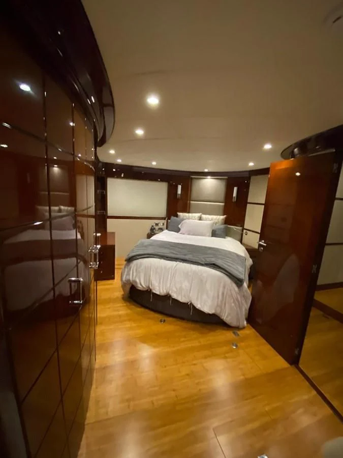 a bed in a room aboard SERDAL Yacht for Sale