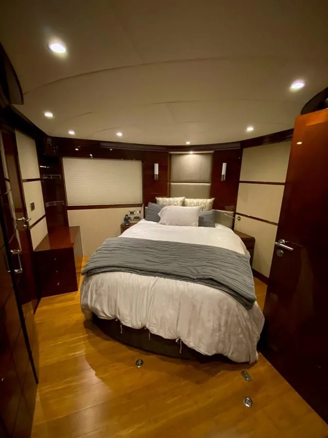 a bed in a room aboard SERDAL Yacht for Sale