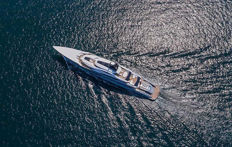 a small boat in the water aboard TATIANA Yacht for Sale