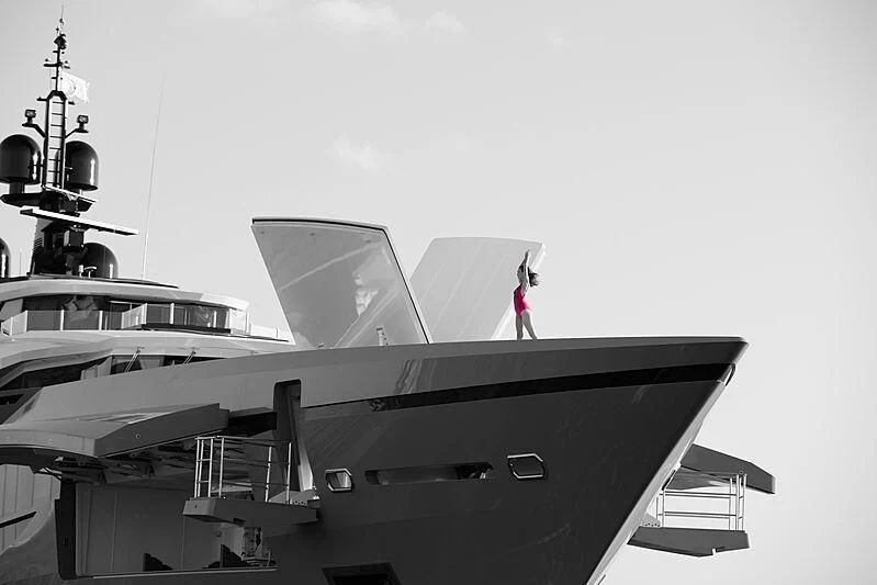 a person standing on a plane aboard TATIANA Yacht for Sale