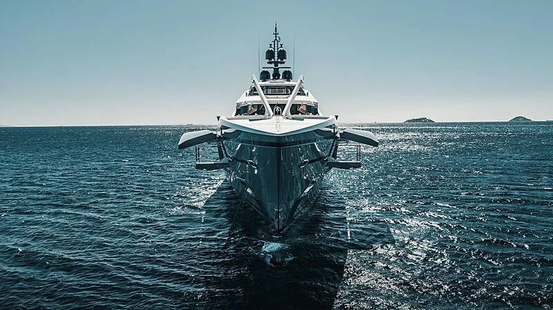 a military ship in the water aboard TATIANA Yacht for Sale