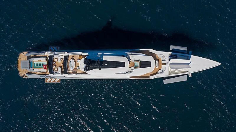 a space ship in the water aboard TATIANA Yacht for Sale