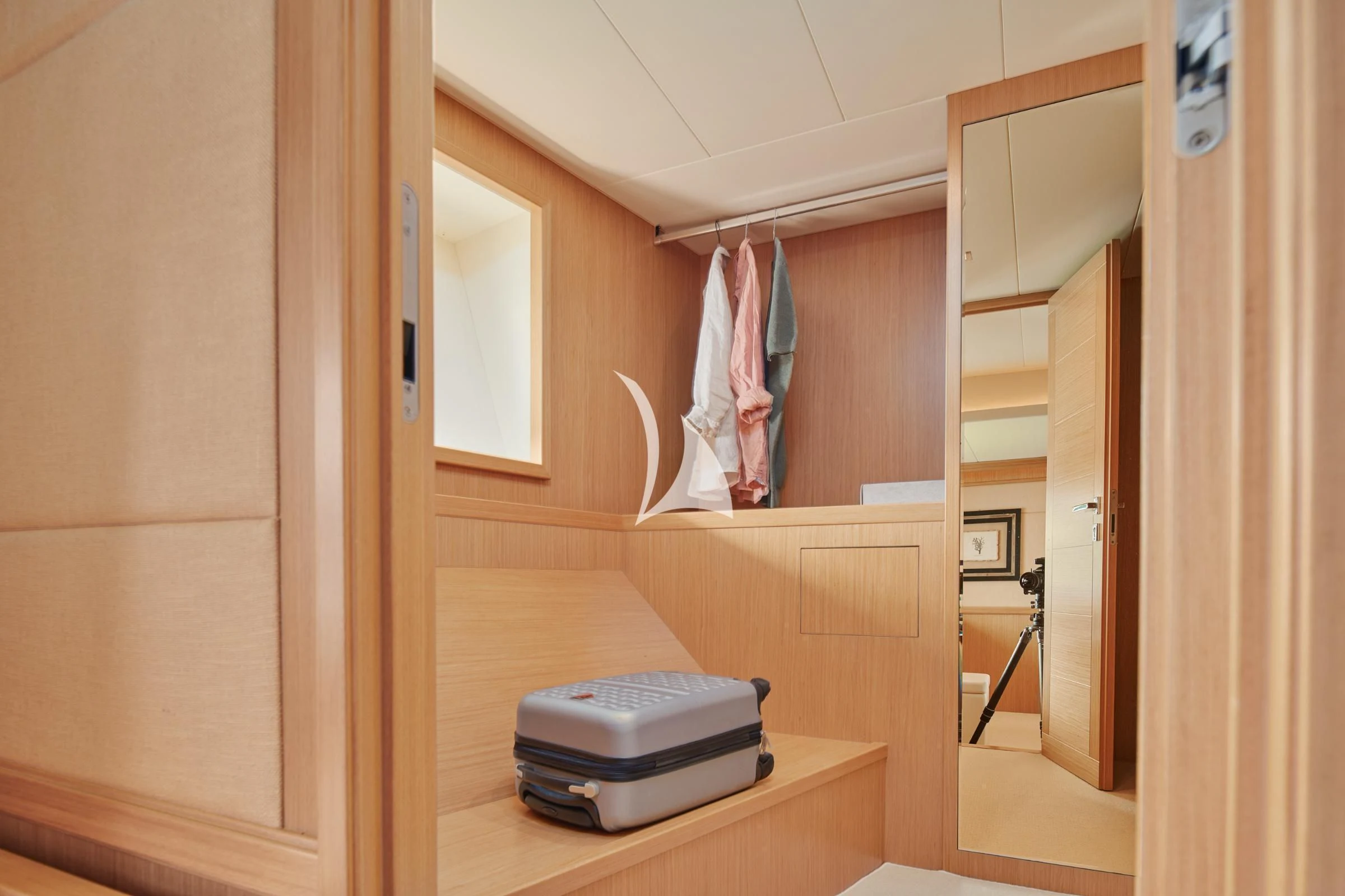 a room with a desk and a computer aboard FRIEND'S BOAT Yacht for Charter