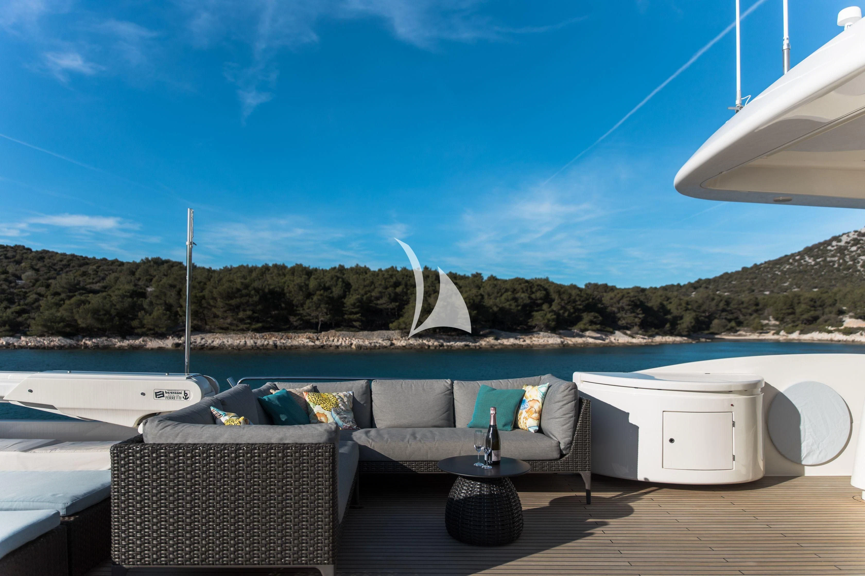 a boat on a deck aboard FRIEND'S BOAT Yacht for Charter
