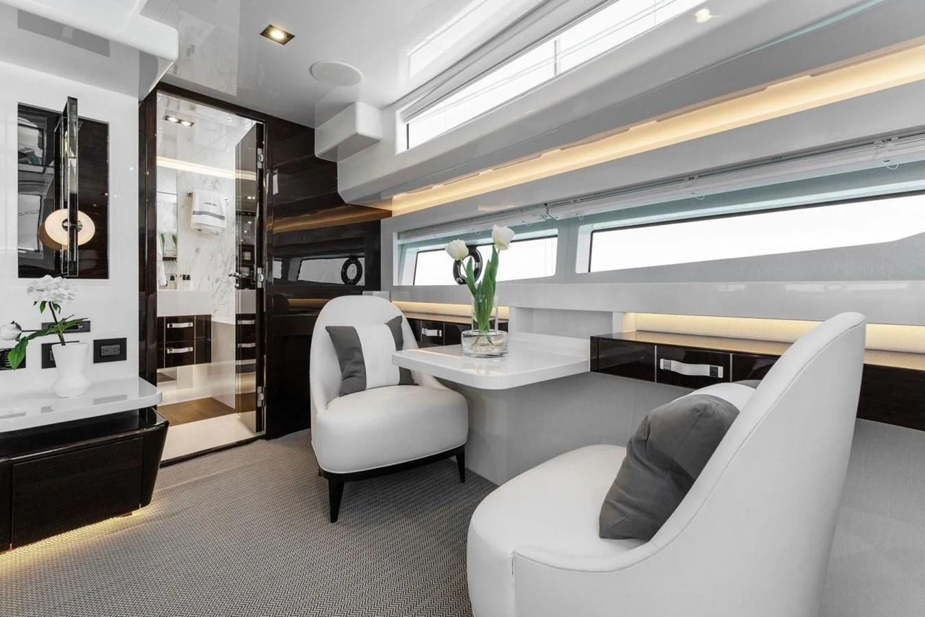 a room with a couch and a table aboard KNEAD IT Yacht for Sale