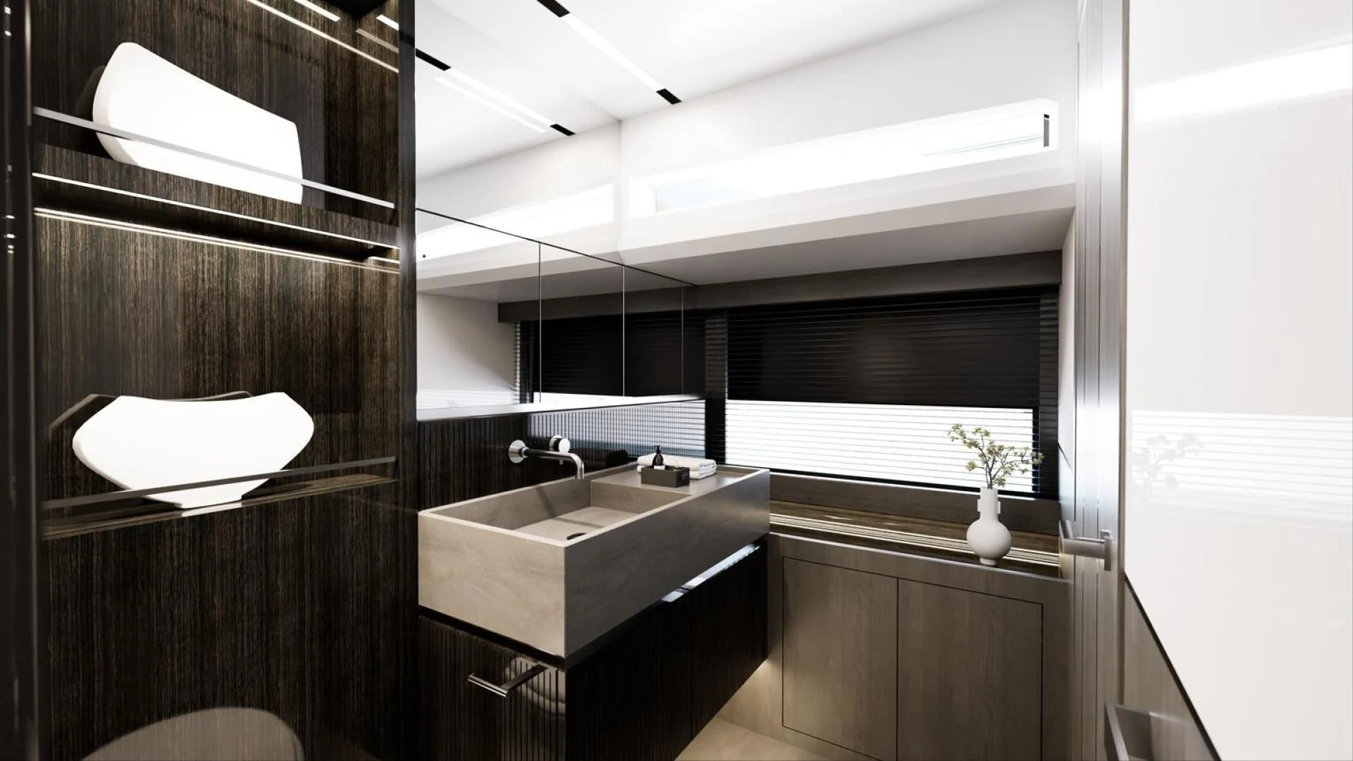 a kitchen with a sink and cabinets aboard KNEAD IT Yacht for Sale