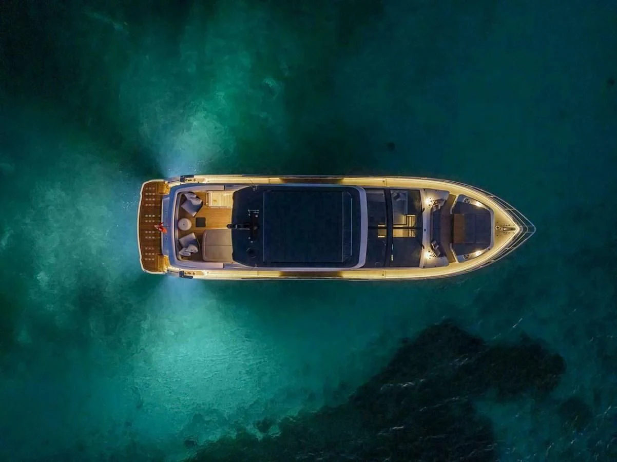 a space ship in outer space aboard KNEAD IT Yacht for Sale