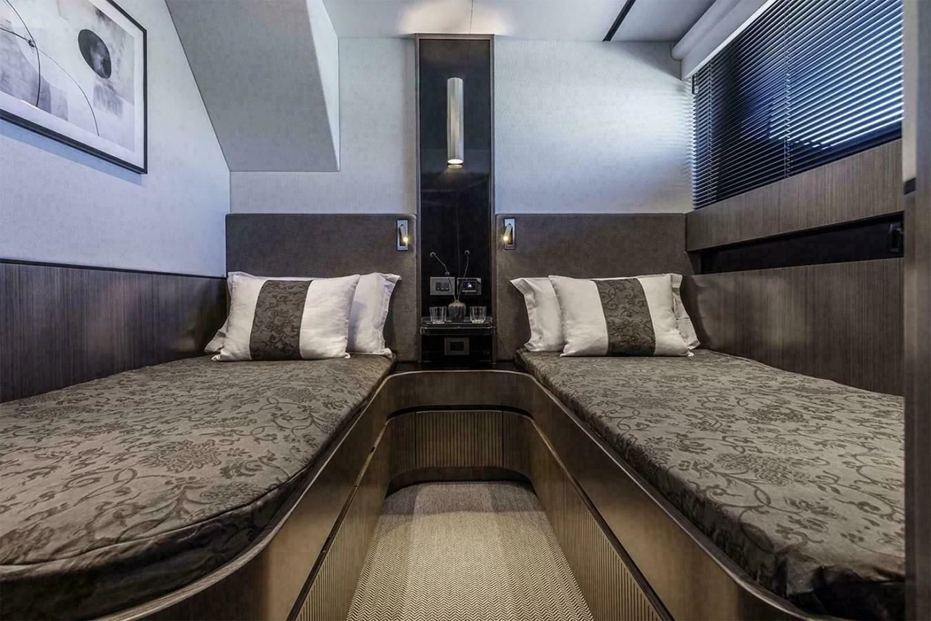 a couple of beds in a room aboard KNEAD IT Yacht for Sale