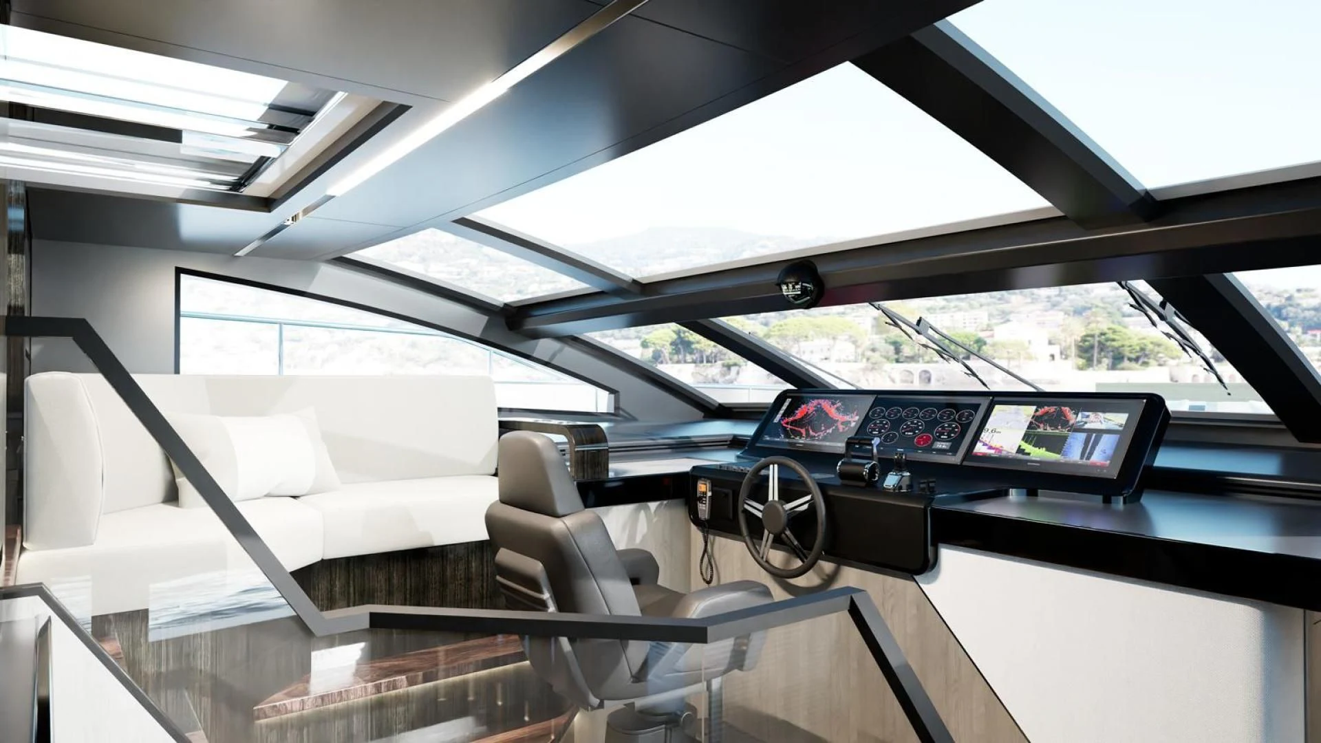 a room with a desk and chairs aboard KNEAD IT Yacht for Sale