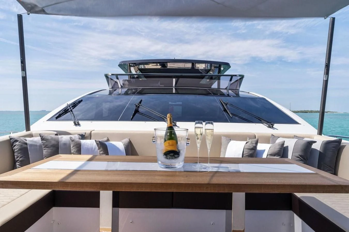 a glass bottle on a boat aboard KNEAD IT Yacht for Sale