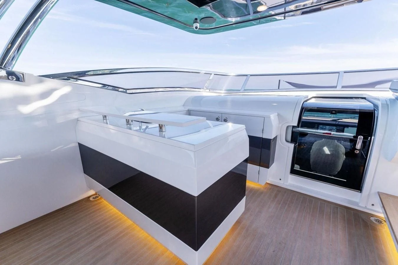a room with a couple of large speakers and a television aboard KNEAD IT Yacht for Sale