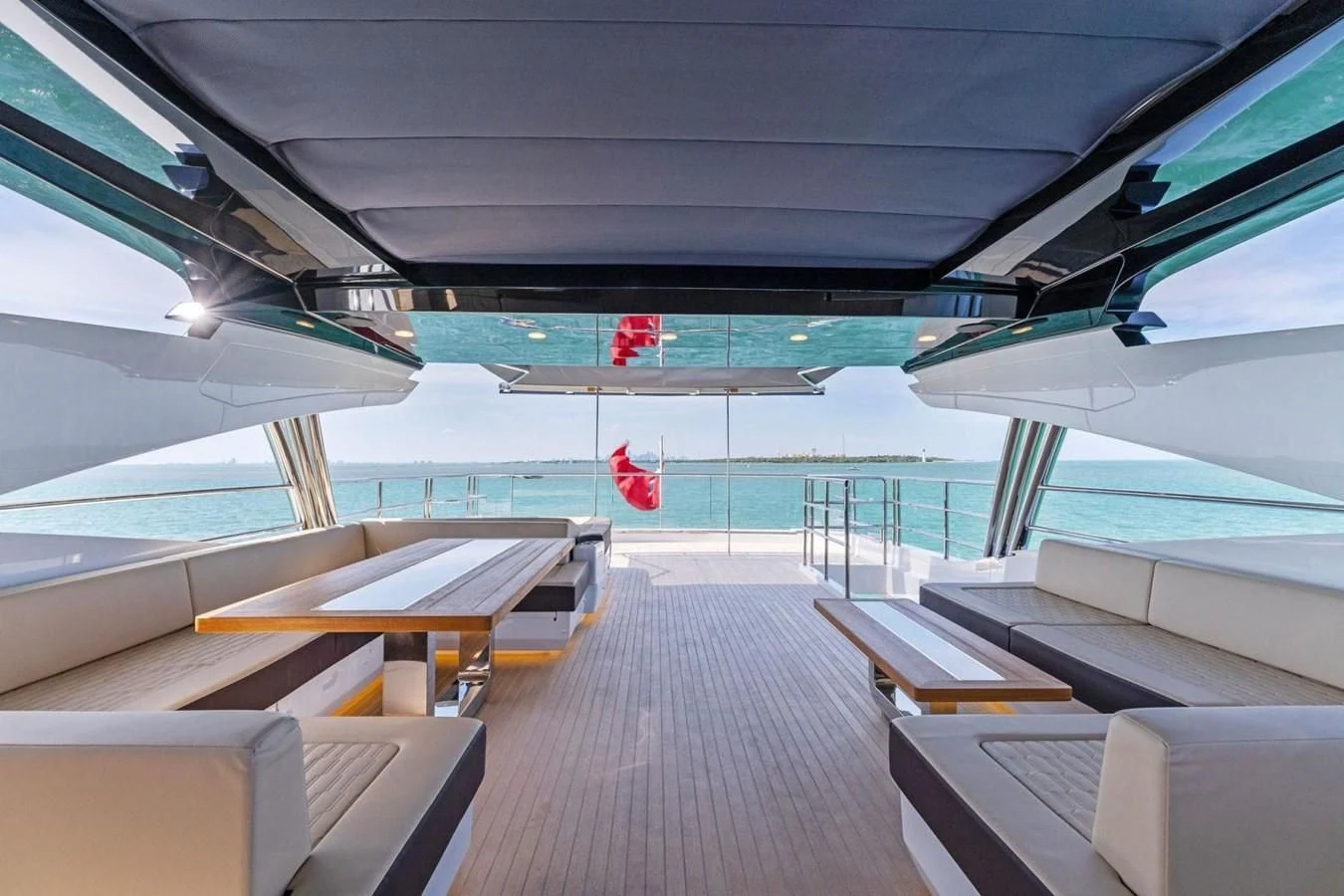 a boat with benches and a bench aboard KNEAD IT Yacht for Sale