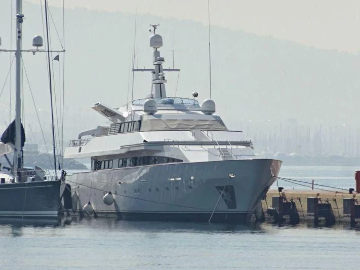 a large white boat aboard RAMA II Yacht for Sale