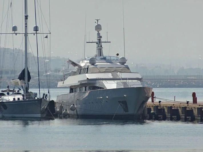 a large ship docked aboard RAMA II Yacht for Sale