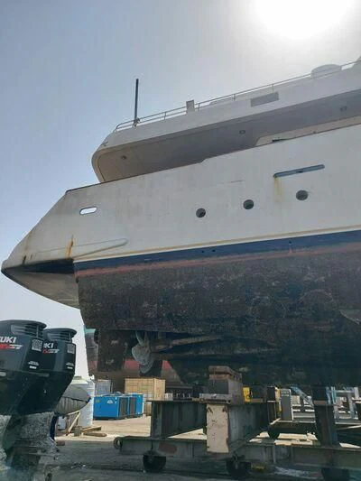 a large white ship aboard RAMA II Yacht for Sale