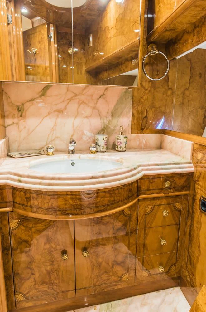 a bathroom with a sink aboard HEMERA CUARTA Yacht for Sale
