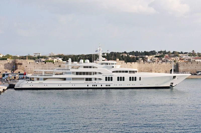 a large white boat aboard ECSTASEA Yacht for Sale