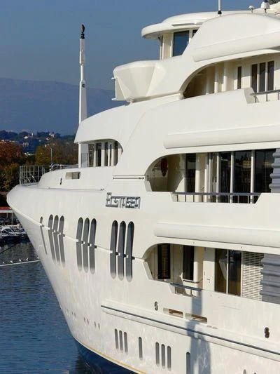 a white yacht in the water aboard ECSTASEA Yacht for Sale