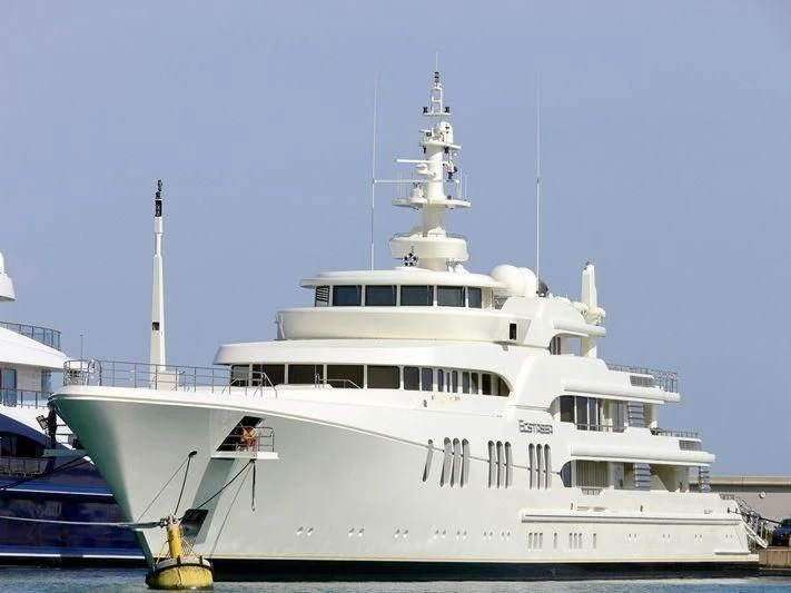 a large white ship aboard ECSTASEA Yacht for Sale