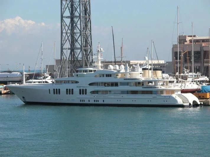 a large white boat in the water aboard ECSTASEA Yacht for Sale