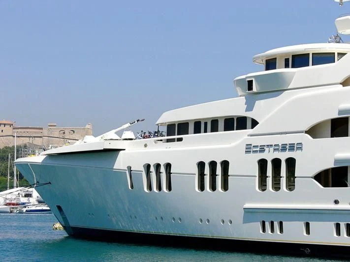 a large white yacht aboard ECSTASEA Yacht for Sale