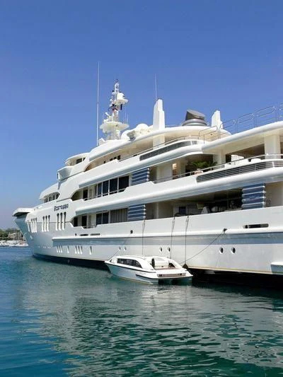a large white yacht aboard ECSTASEA Yacht for Sale