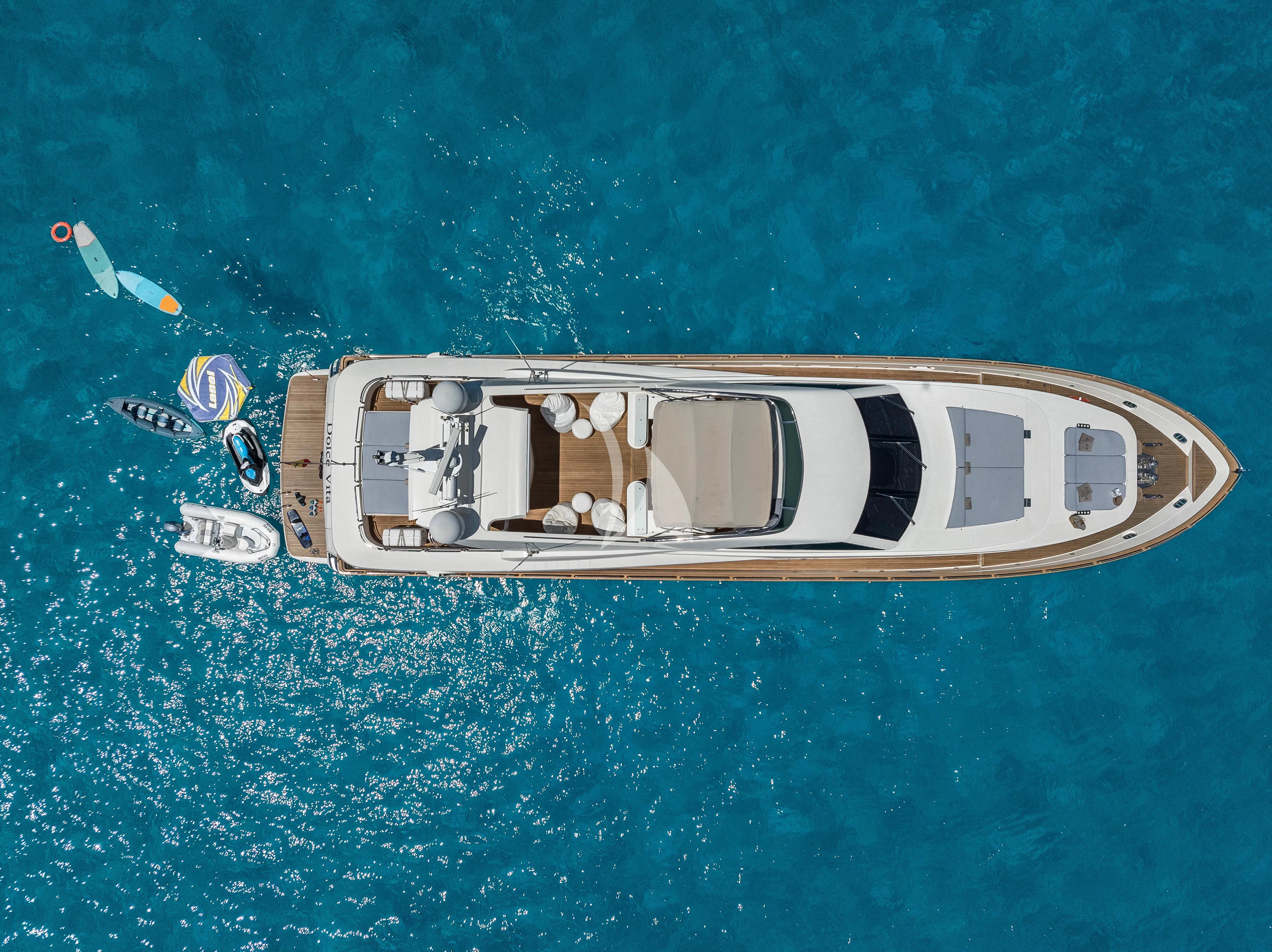 a high angle view of a boat aboard DOLCE VITA IV Yacht for Sale
