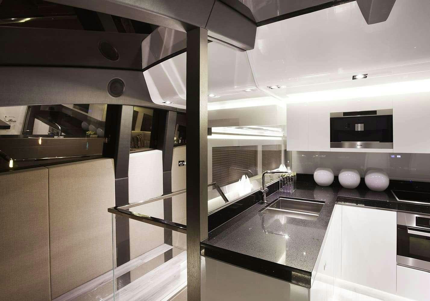 a kitchen with a large oven aboard FINALLY Yacht for Charter