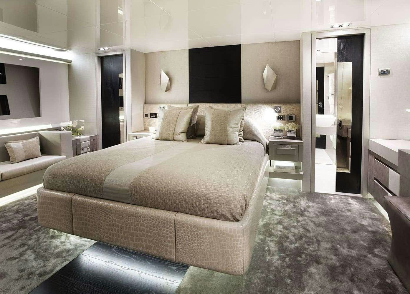 a modern looking living room aboard FINALLY Yacht for Charter