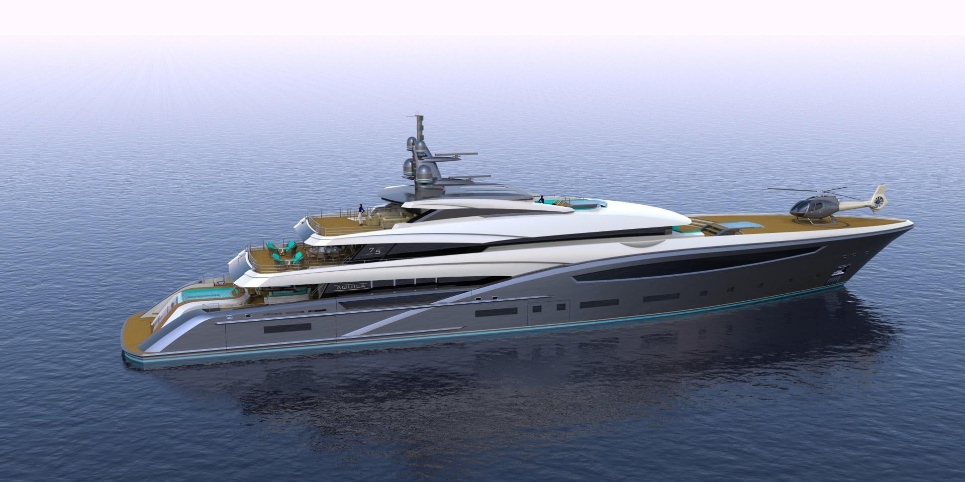 a white and yellow boat in the water aboard CUSTOM 75M Yacht for Sale
