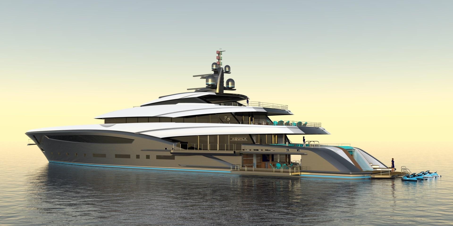 a large boat on the water aboard CUSTOM 75M Yacht for Sale