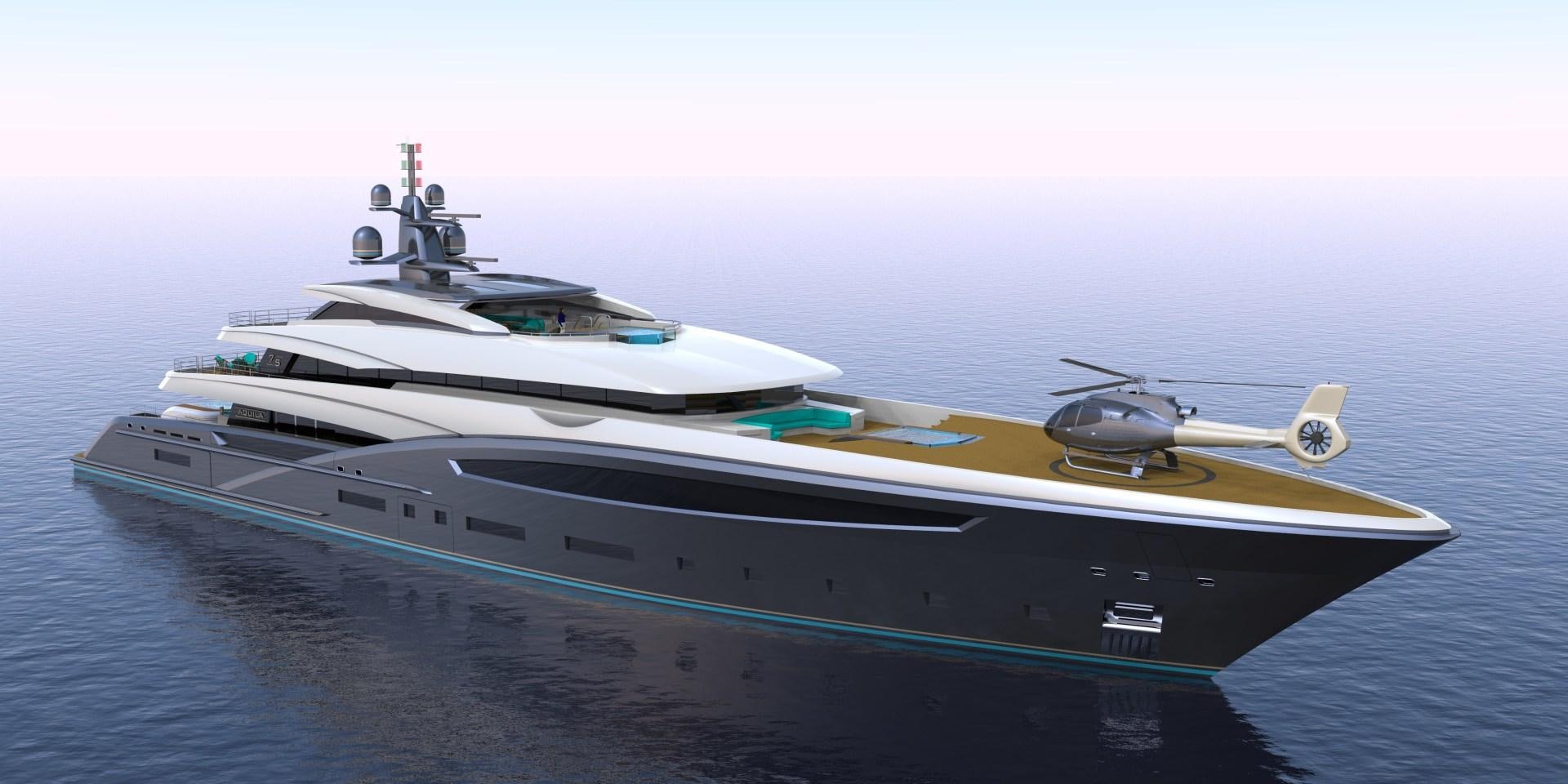 a white yacht on the water aboard CUSTOM 75M Yacht for Sale