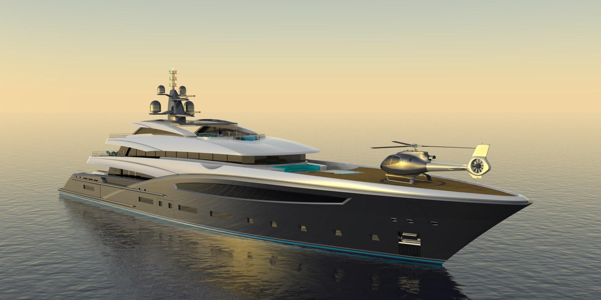 a yacht on the water aboard CUSTOM 75M Yacht for Sale