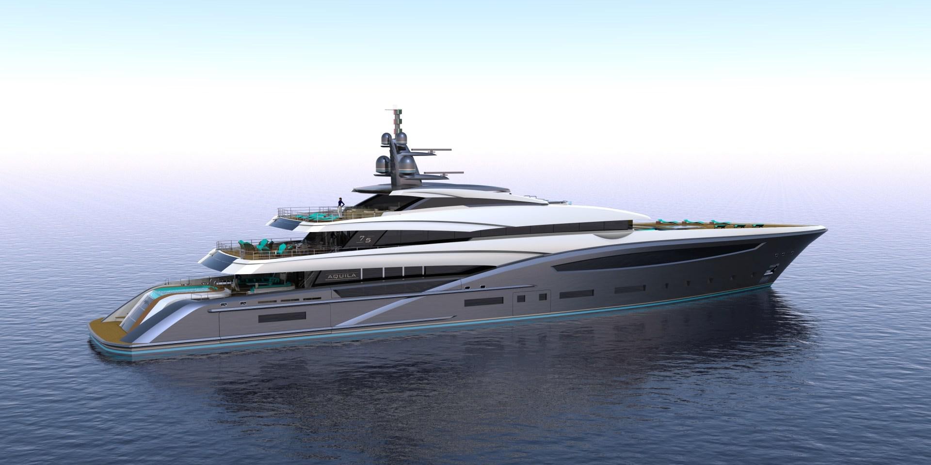 a futuristic looking ship aboard CUSTOM 75M Yacht for Sale