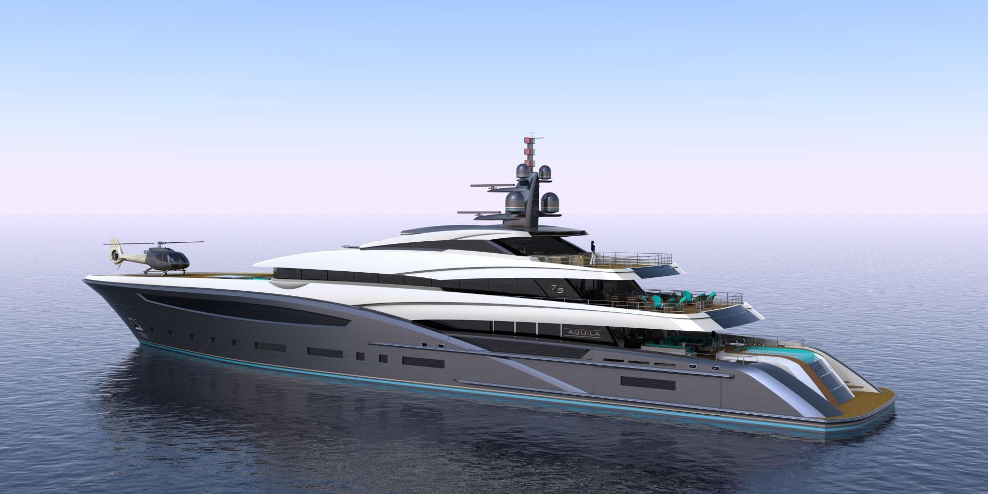 a yacht on the water aboard CUSTOM 75M Yacht for Sale