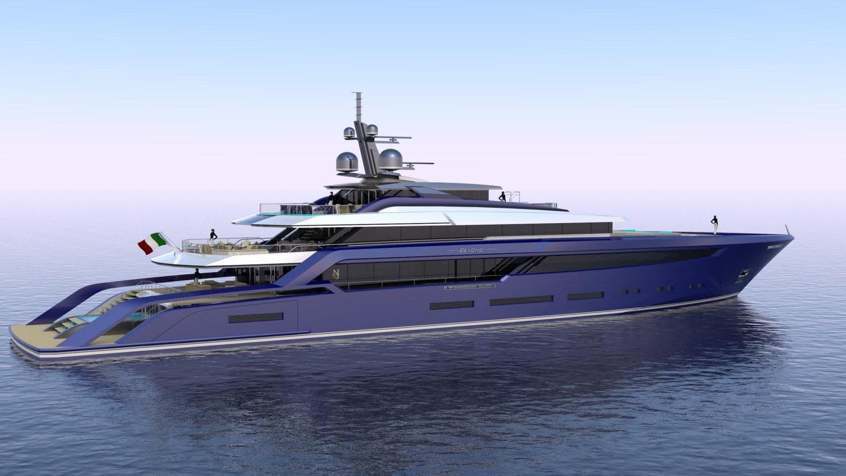 a large ship in the water aboard BEYOND 72M Yacht for Sale