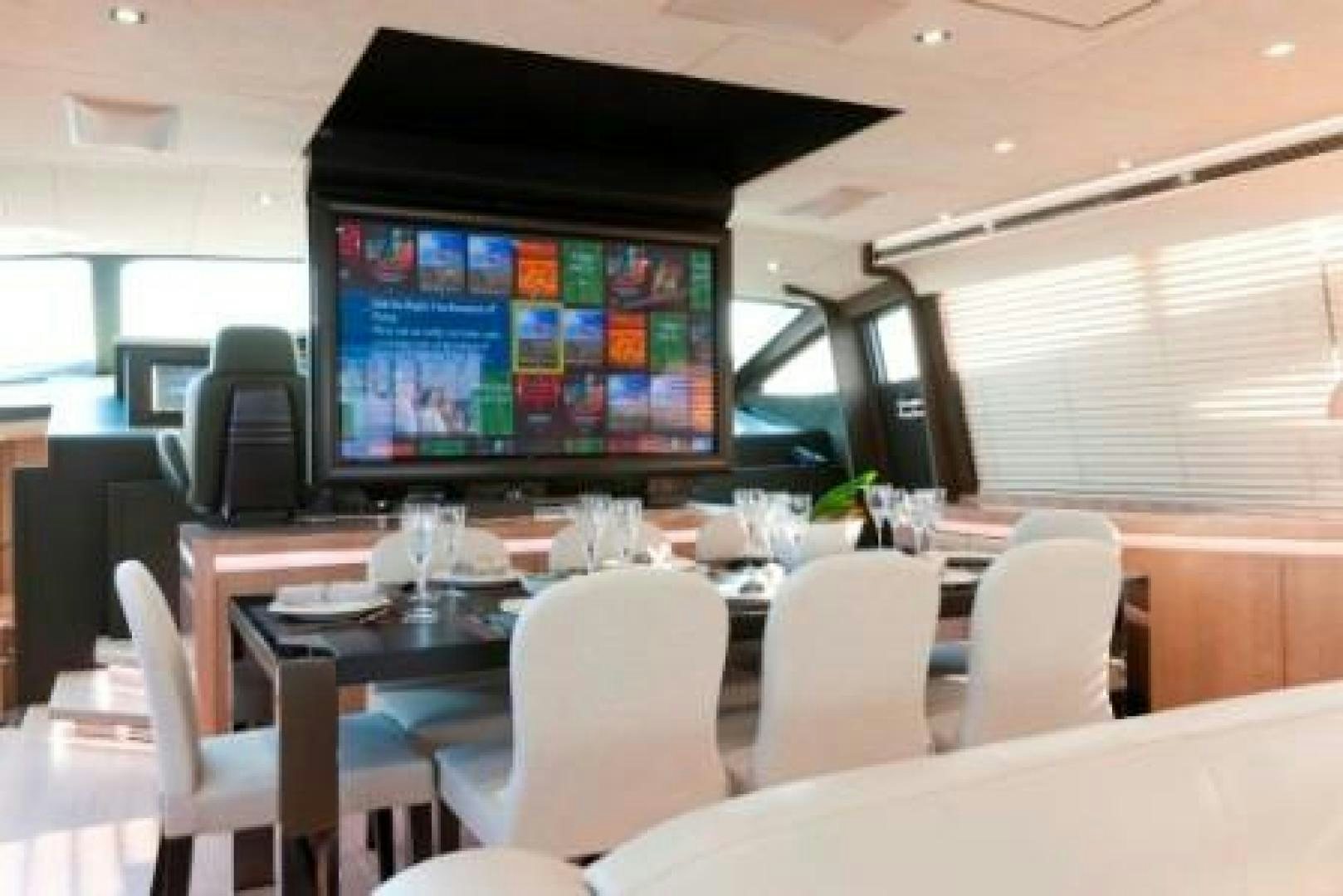 a room with a large screen aboard KUIKILA Yacht for Sale