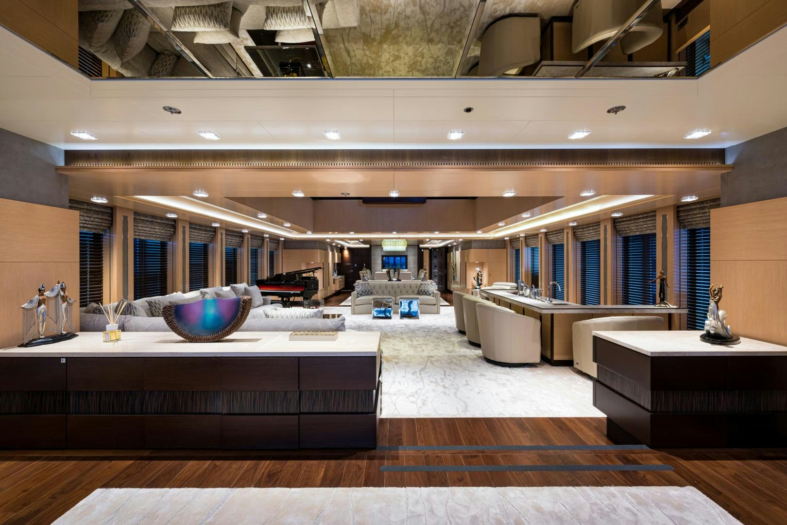 a large room with a large display aboard QUANTUM OF SOLACE Yacht for Sale