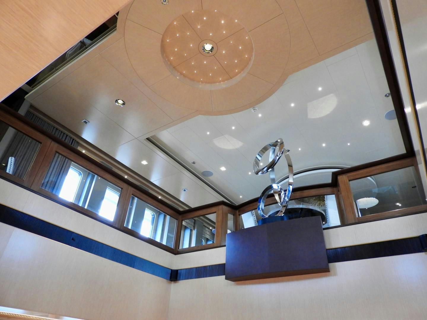 a large bathroom with a large mirror aboard QUANTUM OF SOLACE Yacht for Sale
