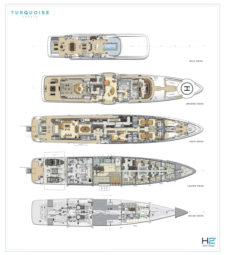 diagram, engineering drawing aboard QUANTUM OF SOLACE Yacht for Sale