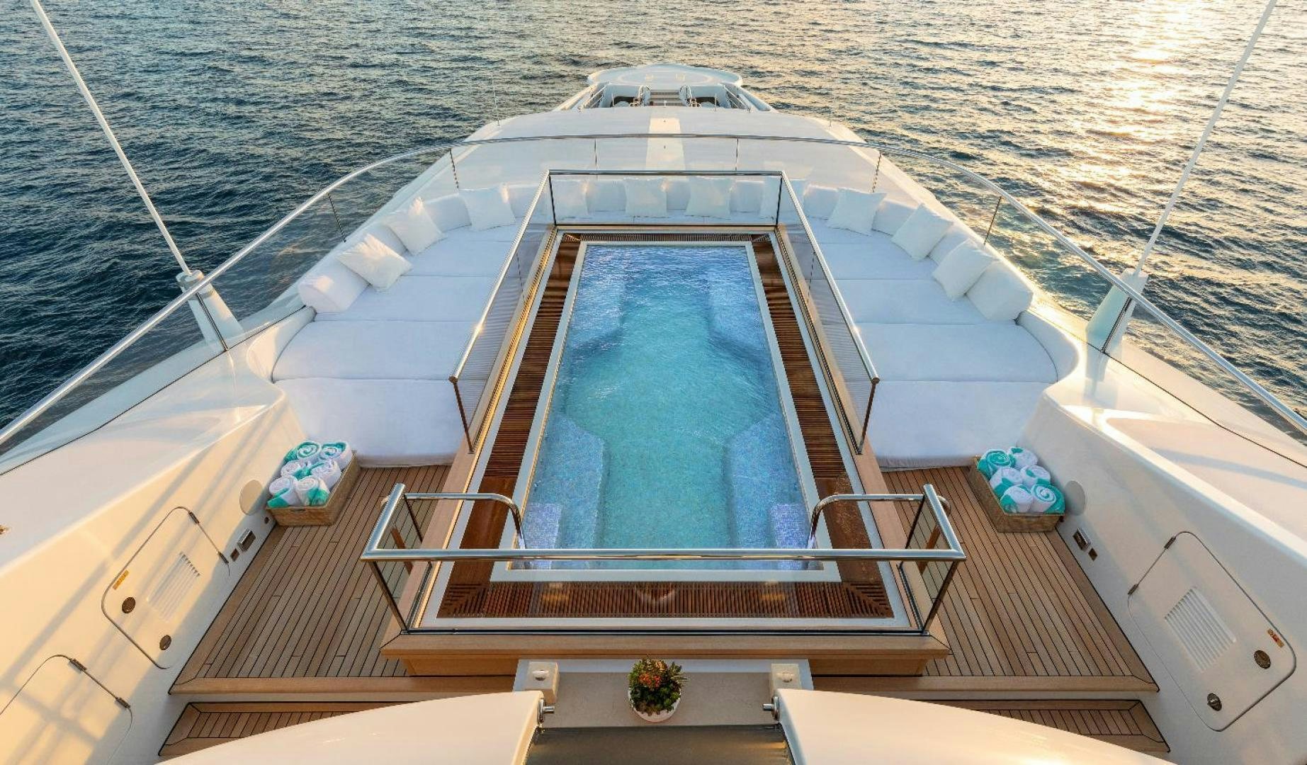 a large boat on the water aboard QUANTUM OF SOLACE Yacht for Sale