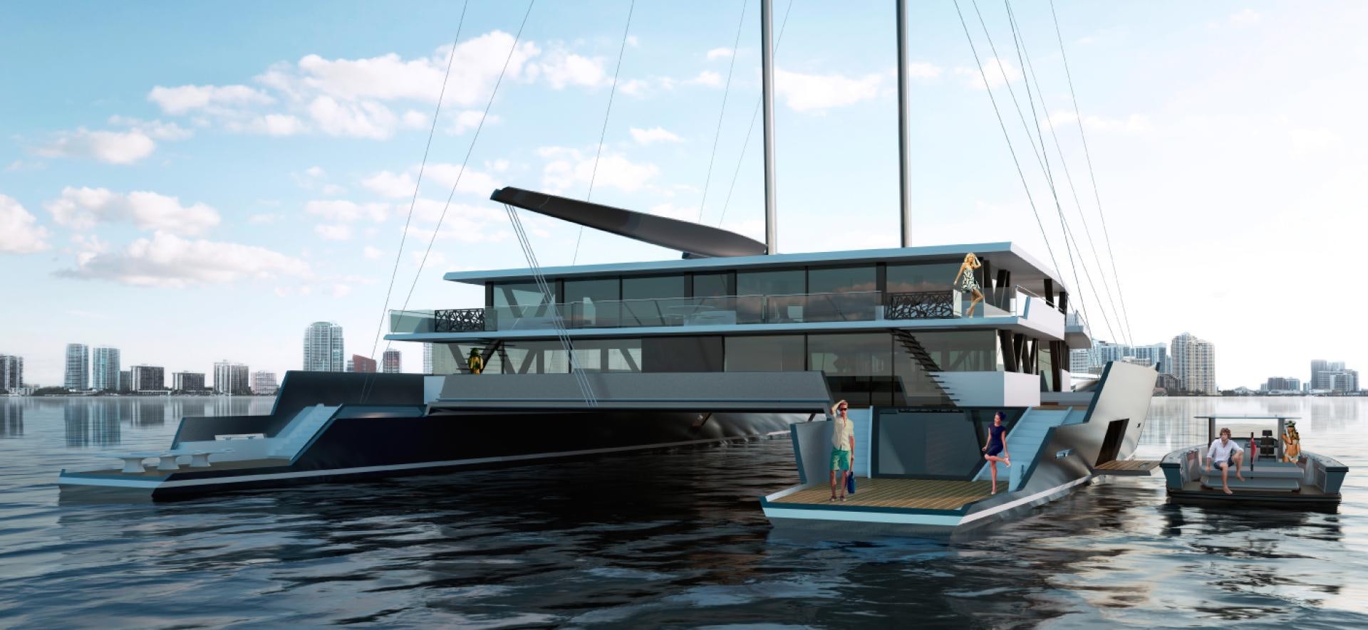 a boat with a couple people on it aboard SEA VOYAGER 223 Yacht for Sale