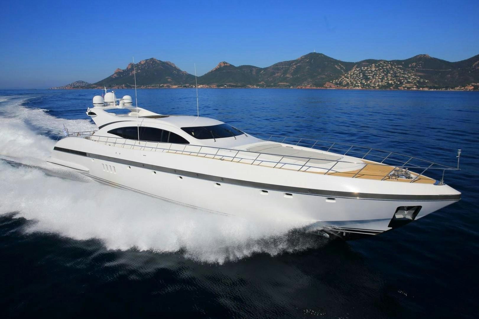 a white yacht on water aboard MOSKING Yacht for Sale